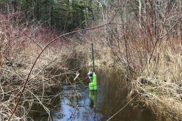 A carbon sensor, modified to work in lotic stream environments.